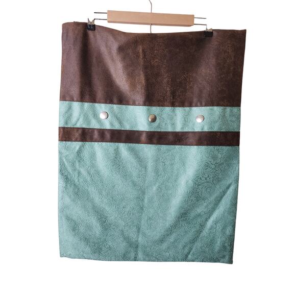 HI END ACCENTS Brown Green Metal Button QUEEN Accent Pillow Sham 21x27 - Picture 1 of 7